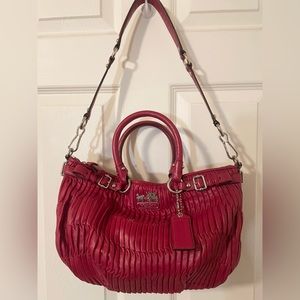 Red vintage Coach purse , Coach Madison pleated leather bag